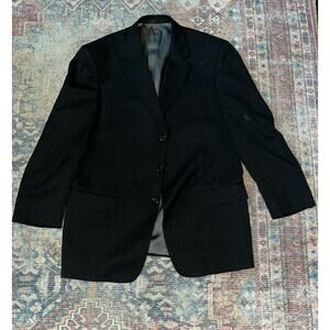 Monsieur by Givenchy Mens Vintage Pinstripe Blazer Jacket Three Button Black